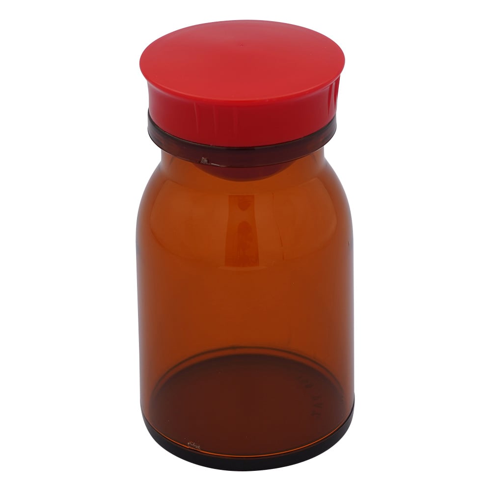 散薬瓶 150mL 茶褐色 キャップ赤 1本 150mL（茶褐色）