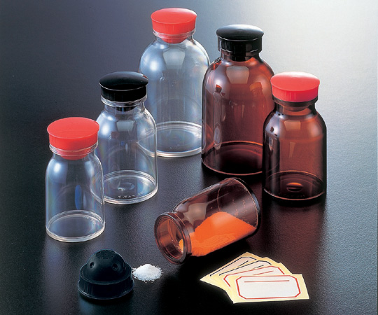 0-1930-02　散薬瓶　５００ｍＬ　茶褐色　キャップ赤[個](as1-0-1930-02)