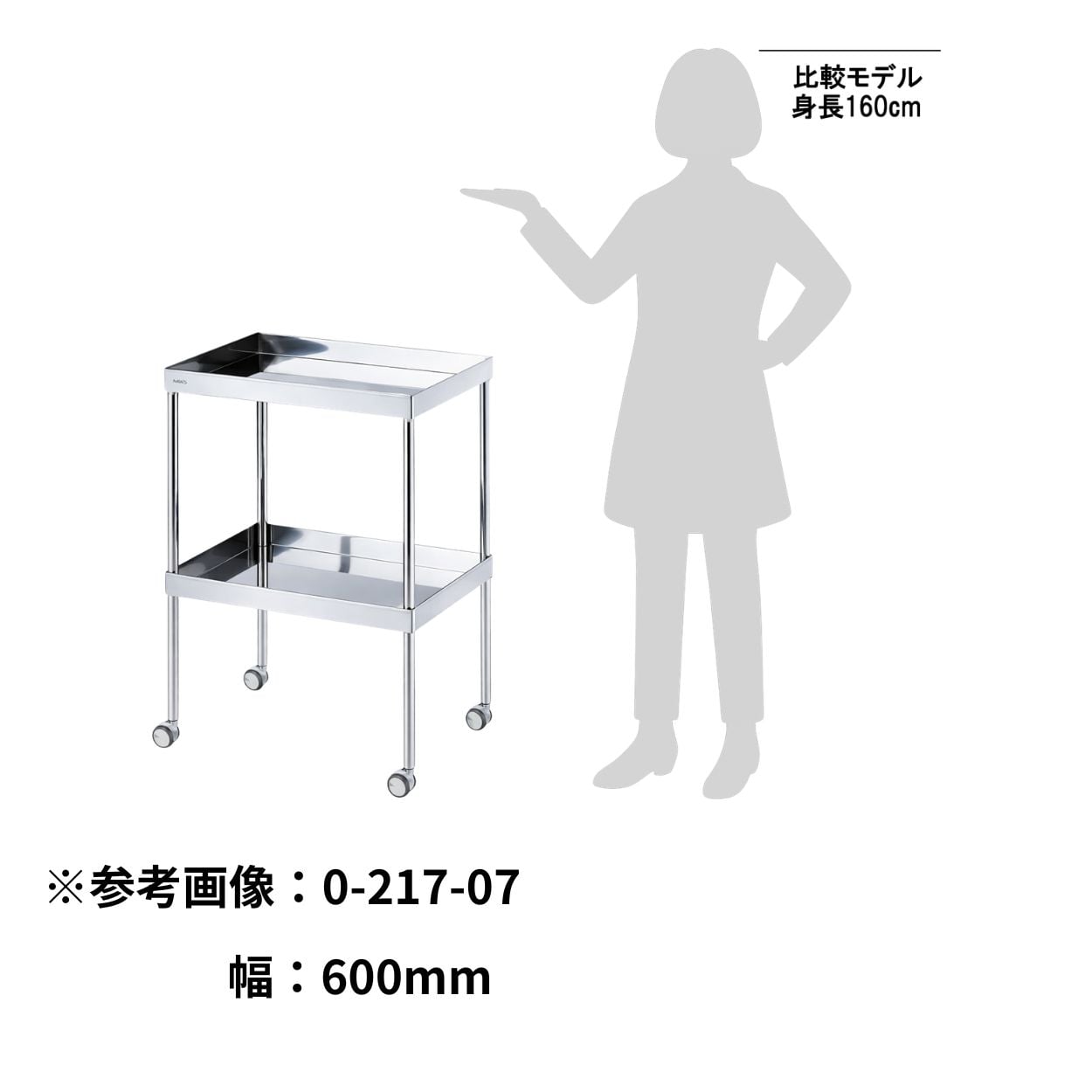 0-217-08 器械卓子兼消毒盤台 750×450×846mm 317B 【AXEL】 アズワン