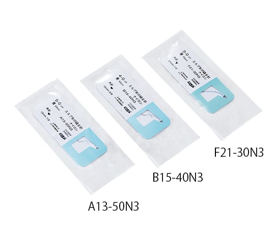 0-4495-02 糸付き縫合針（形成外科用強角針 糸色：青） A13-40N3