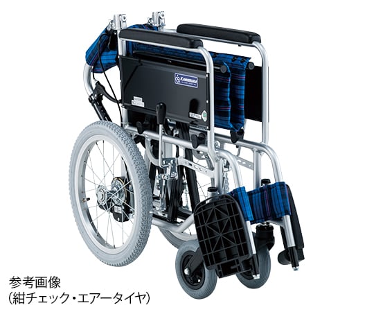 未使用品 カワムラ アルミ製介助用車椅子 KAJ302SB 紺チェック-