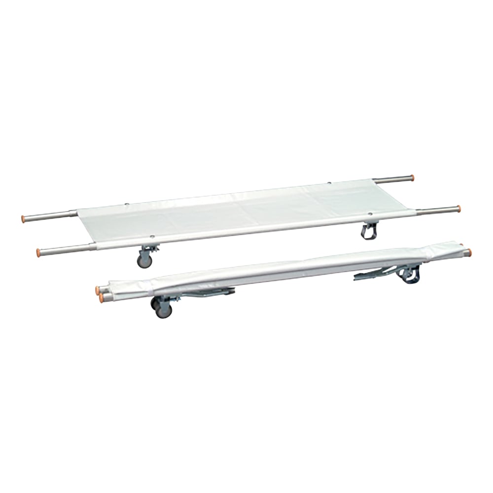 担架 二つ折り・取手伸縮型・キャスター付き スチール 7.9kg