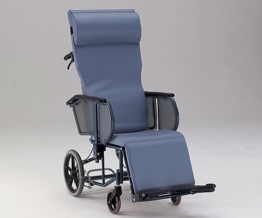 0-9734-01 フルリクライニング車椅子 （介助式／スチール製／座幅400mm／ノーパンクタイヤ） FR-11R