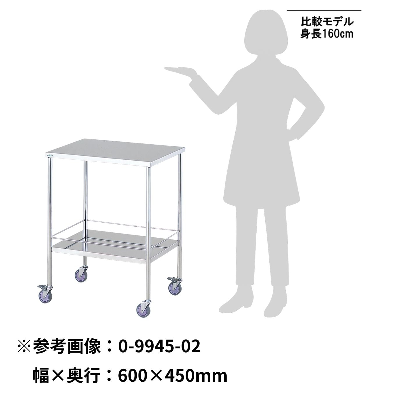 0-9945-01 エコノミー回診車 2段 450×300×800mm KSC2 【AXEL】 アズワン