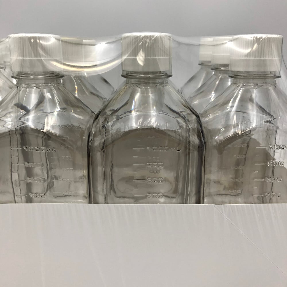 1-1500-16 角型培地瓶（PETG製・滅菌済） 1000mL 12本×2入 2019-1000 【AXEL】 アズワン