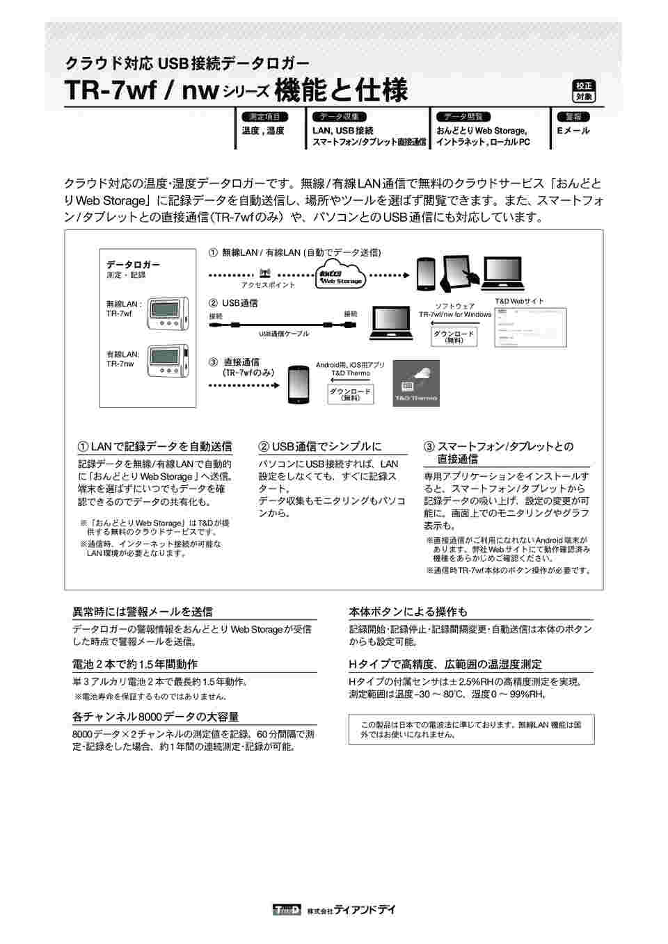 取扱を終了した商品です］おんどとり 温度・湿度データロガー(無線LAN