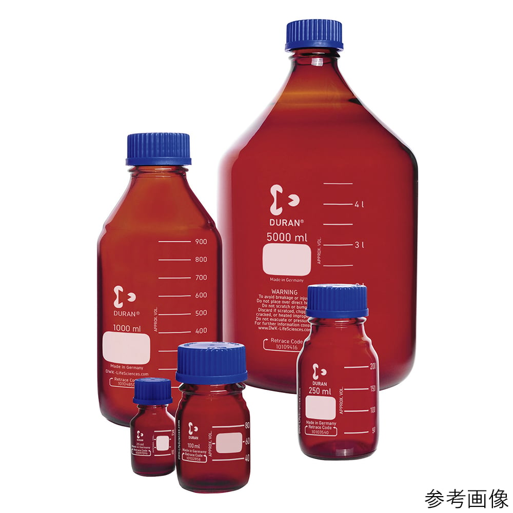 1-1961-12 ねじ口瓶丸型茶褐色（デュラン（R）・017210） 5000mL