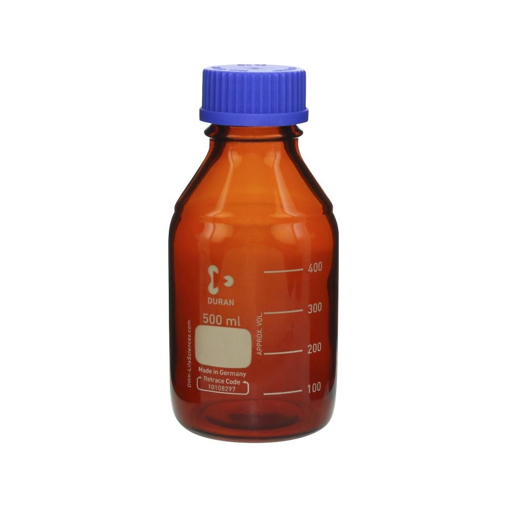 1-1961-05 ねじ口瓶丸型茶褐色（デュラン(R)・017210） 500mL GL-45