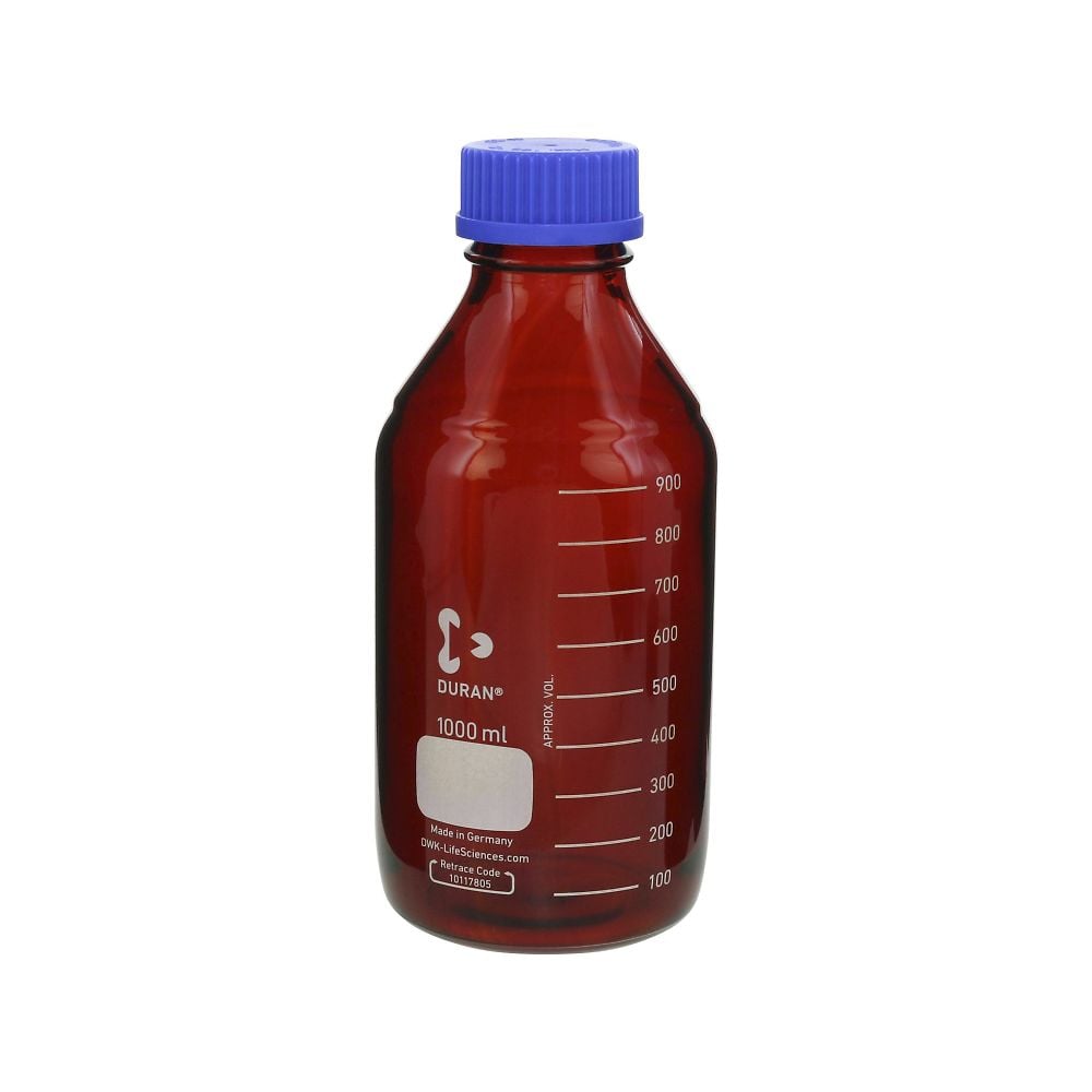 1-1961-06 ねじ口瓶丸型茶褐色（デュラン(R)・017210） 1000mL GL-45