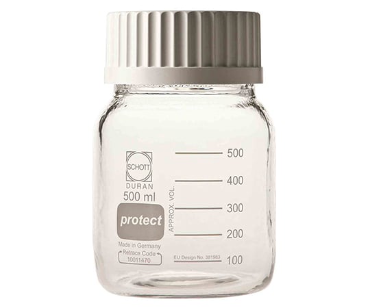 SCHOTT/DURAN1-2227-01広口ねじ口瓶（デュラン(R)）キャップ白５００ｍLセーフティーコート仕様【1本】(as1-1-2227-01)