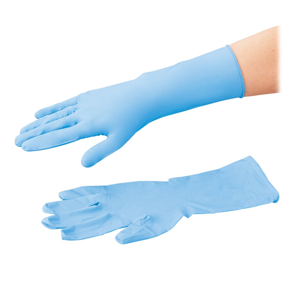 【サンプル】アズワン1-2244-01クリーンノールニトリル手袋ロング(パウダーフリ－)ブルーＬ１００枚入【1箱(100枚入)】(as1-1-2244-01)