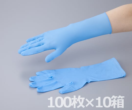 アズワン1-2244-52クリーンノールニトリル手袋ロング(パウダーフリ－)ブルーＭ１０００枚入【1箱(100枚×10箱入)】(as1-1-2244-52)