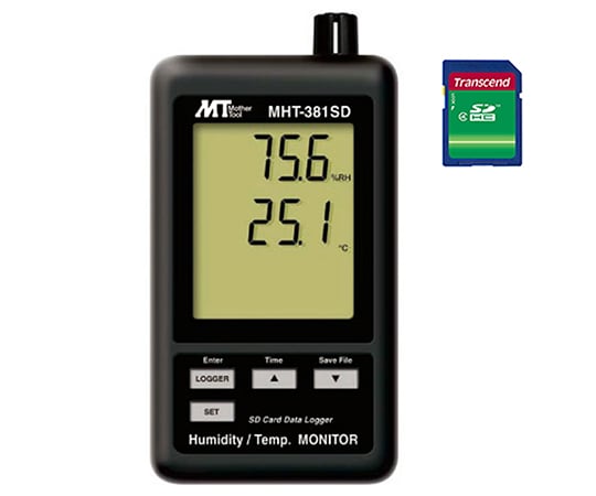 【校正対応】アズワン1-2517-01-20　データロガデジタル温・湿度計　校正証明書付 MHT-381SD