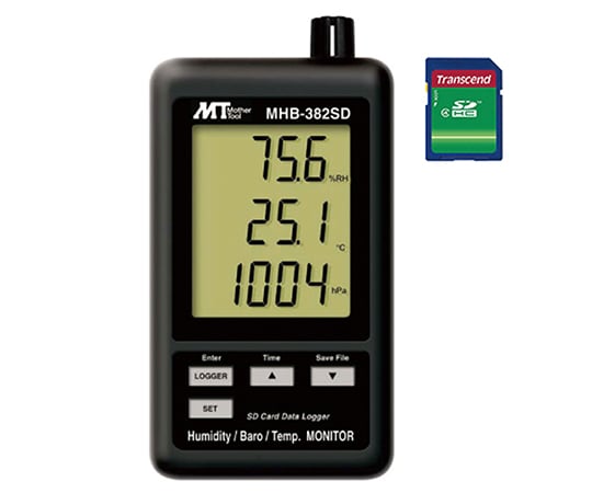 【校正対応】アズワン1-2517-02-20　データロガデジタル温・湿度計　校正証明書付 MHB-382SD