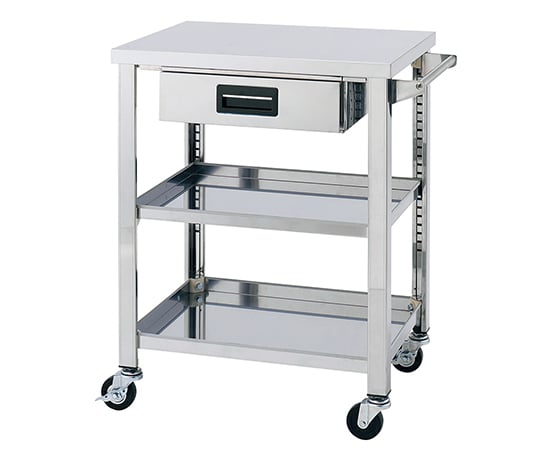 1-2721-01ステンレス製ワゴン６００×４５０×８００ｍｍ３段引出し付【1台】(as1-1-2721-01)