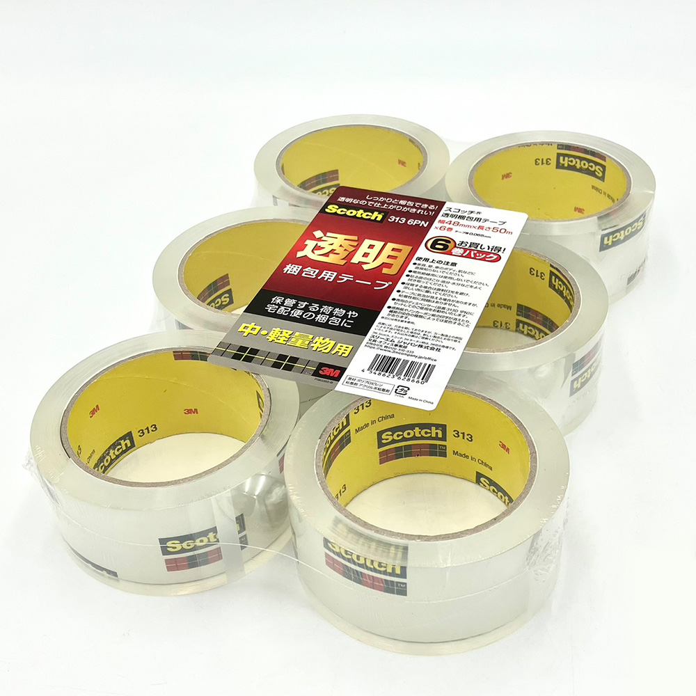 スリーエム 透明梱包テープ（中・軽量用）巾48mm×長50m 313-3PN 1梱（3巻×12パック） - 1