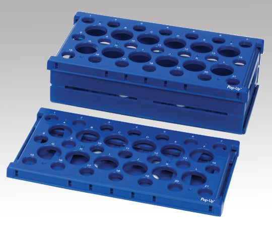 アズワン1-3240-01遠沈管用折りたたみラック１５ｍＬ×２１本５０ｍＬ×１２本ブルー【1パック(2個入)】(as1-1-3240-01)