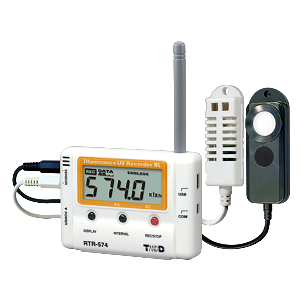 1-3529-01 ワイヤレスデータロガー(子機)温度・湿度・照度・UV×各1ch