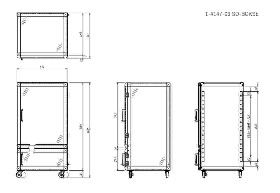 1-4147-03 静電仕様デシケーターBG 574×517×1085mm SD-BGKSE 【AXEL