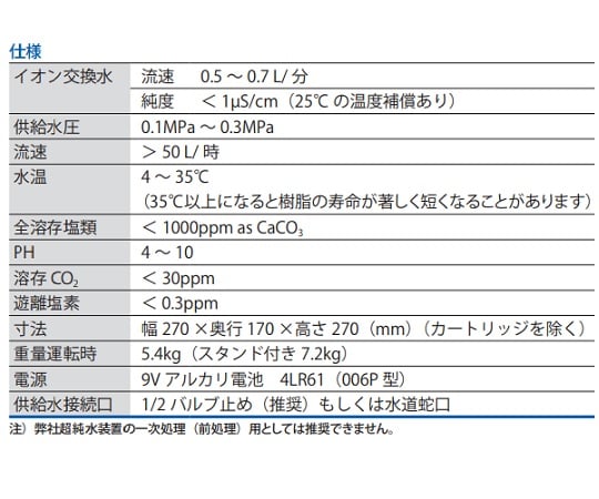 1-4458-01 イオン交換水製造装置 Milli-DIキット 卓上スタンド付 ZFDJ STD KT