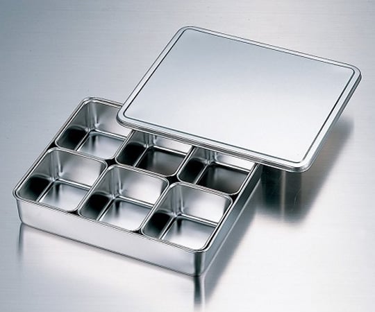 1-4533-03ステンレスバット蓋付き（仲子６ツ入）137×106×61mm【1個】(as1-1-4533-03)