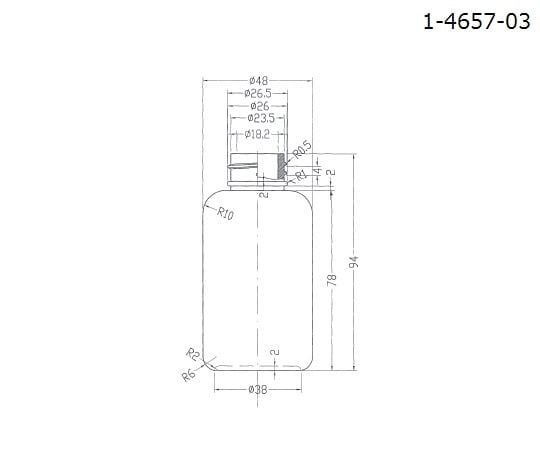 1-4657-03 細口瓶 中フタ付 100mL