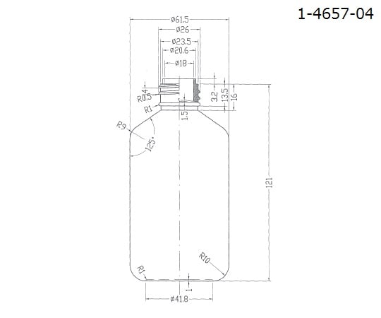 1-4657-04 細口瓶 中フタ付 250mL