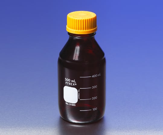 1-4993-05 メディウム瓶（PYREX(R)オレンジキャップ付き） 遮光 500mL 51395-500