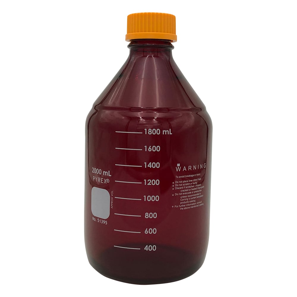 1-4993-07 メディウム瓶（PYREX(R)オレンジキャップ付き） 遮光 2000mL
