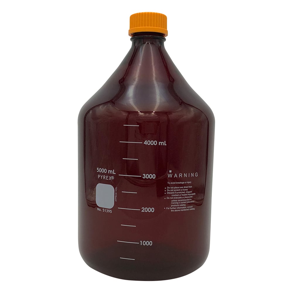 1-4993-08 メディウム瓶（PYREX(R)オレンジキャップ付き） 遮光 5000mL