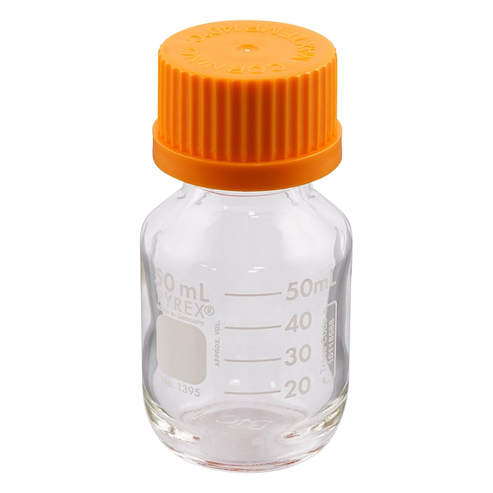 1-4994-02 Medium Bottle (PYREX(R), with Orange Cap) Clear 50mL 1395-50 ...