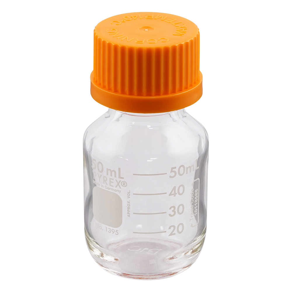 メディウム瓶（PYREX（R）オレンジキャップ付き） 透明 50mL 1395-50
