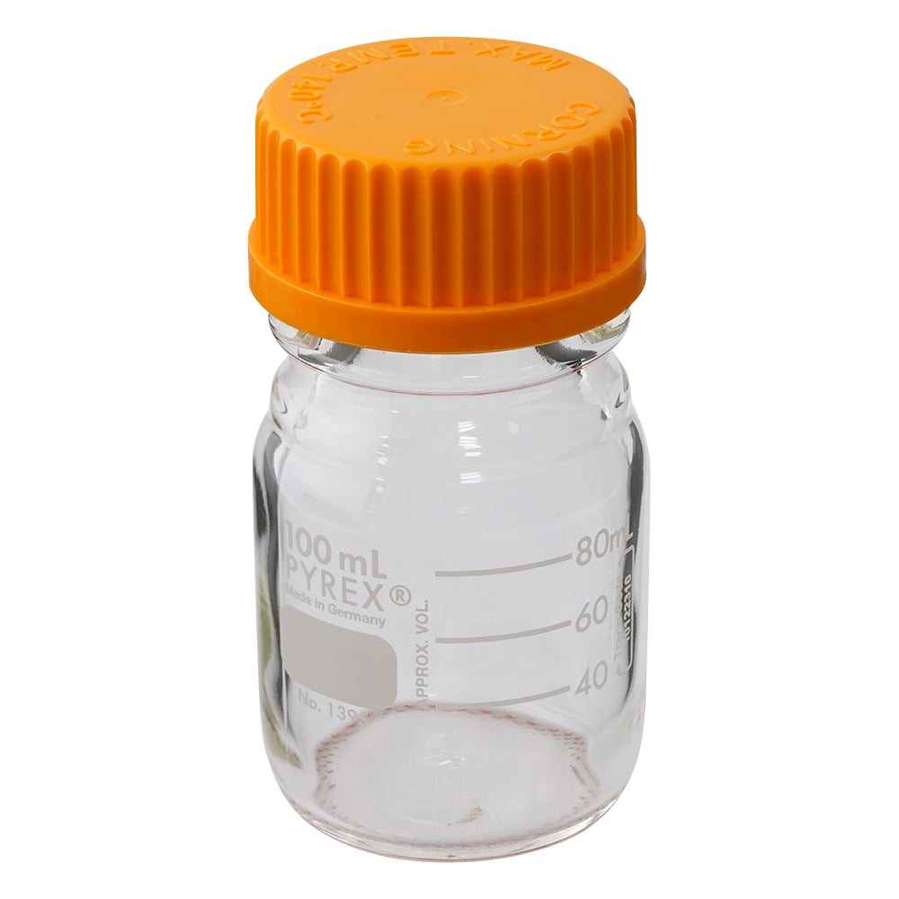 メディウム瓶（PYREX（R）オレンジキャップ付き） 透明 100mL 1395-100