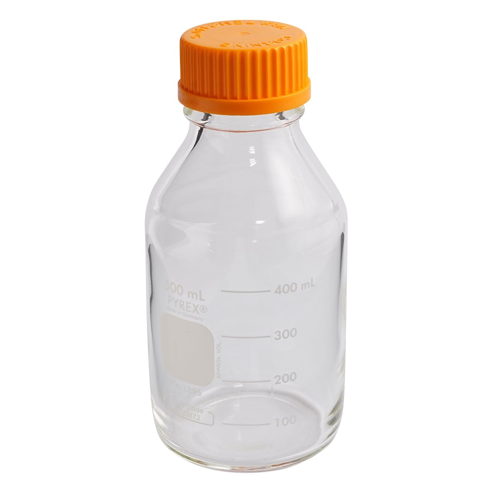メディウム瓶（PYREX（R）オレンジキャップ付き） 透明 500mL 1395-500