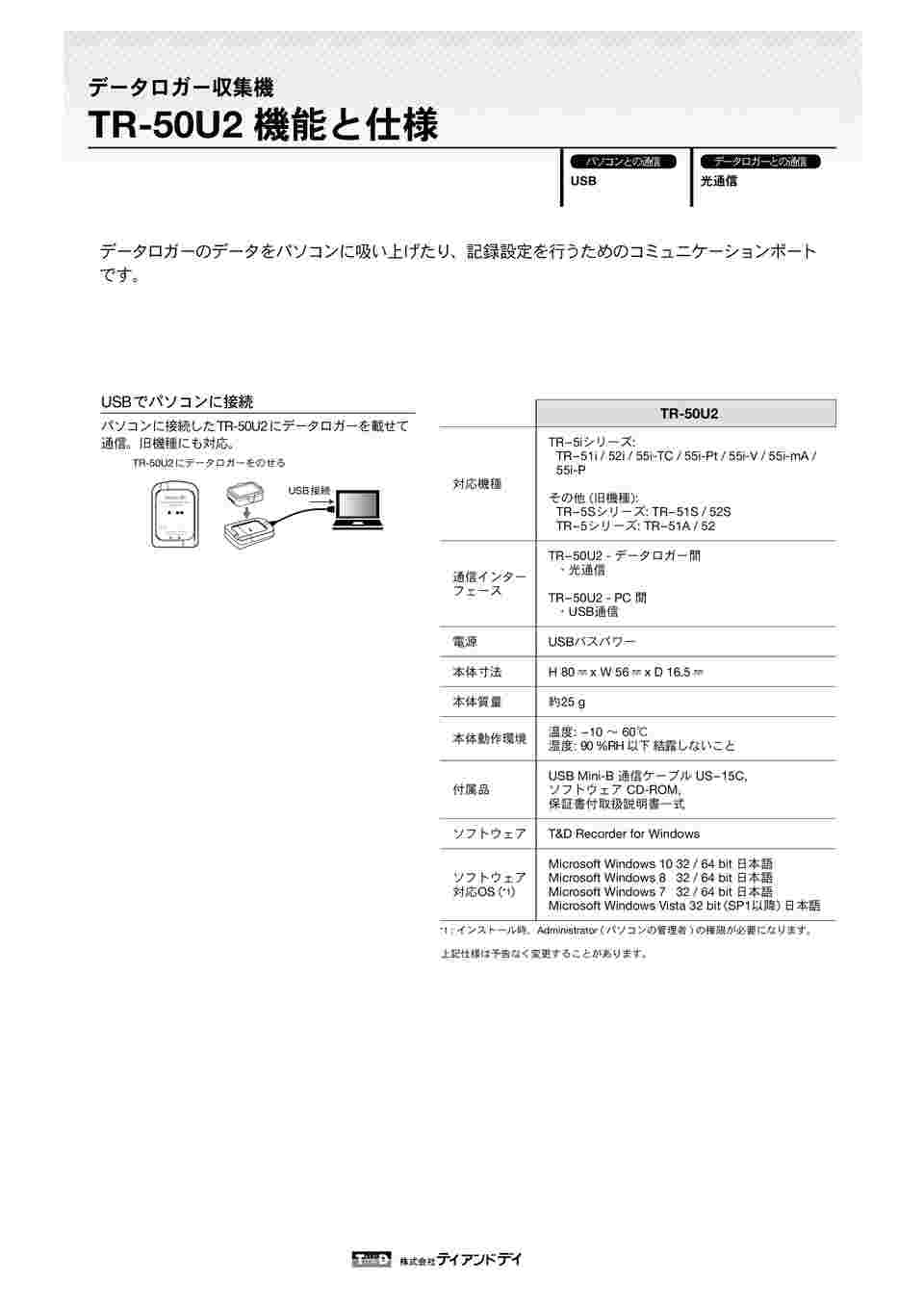 1-5020-22 温度記録計(おんどとりJr.)用USBコミュニケーションポート