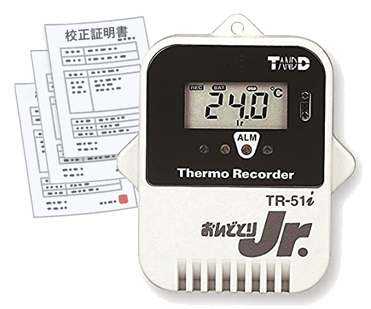 温度記録計（おんどとりJr.）センサー内蔵 -40～80℃ 特急校正証明書付 TR-51i