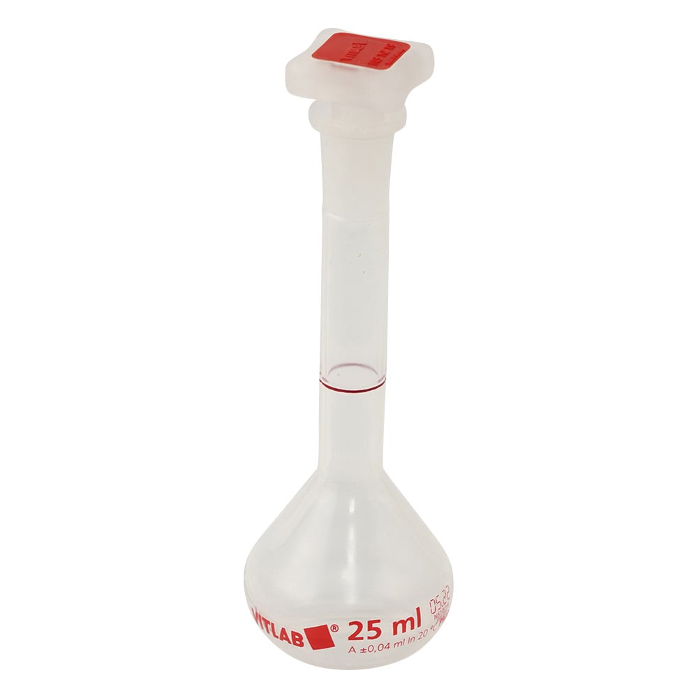 PMPメスフラスコ（PP栓付）クラスA 25mL 校正証明書付