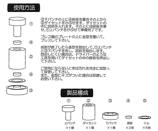 1-6002-18 熱プレス機用金型 φ14 【AXEL】 アズワン