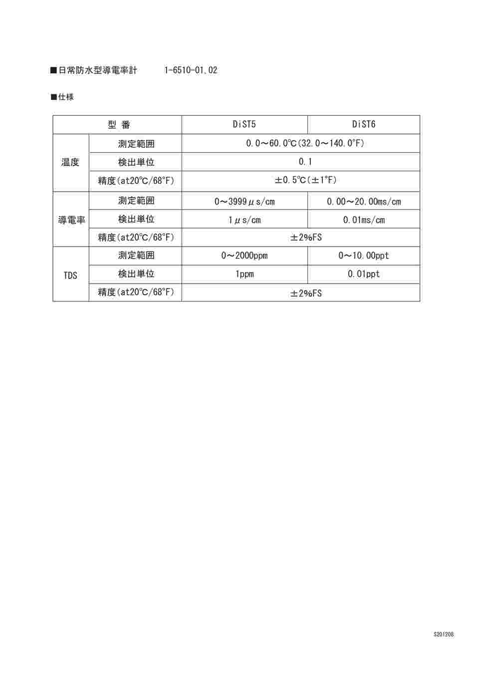 取扱を終了した商品です］日常防水型導電率計 DiST6 1-6510-02 【AXEL