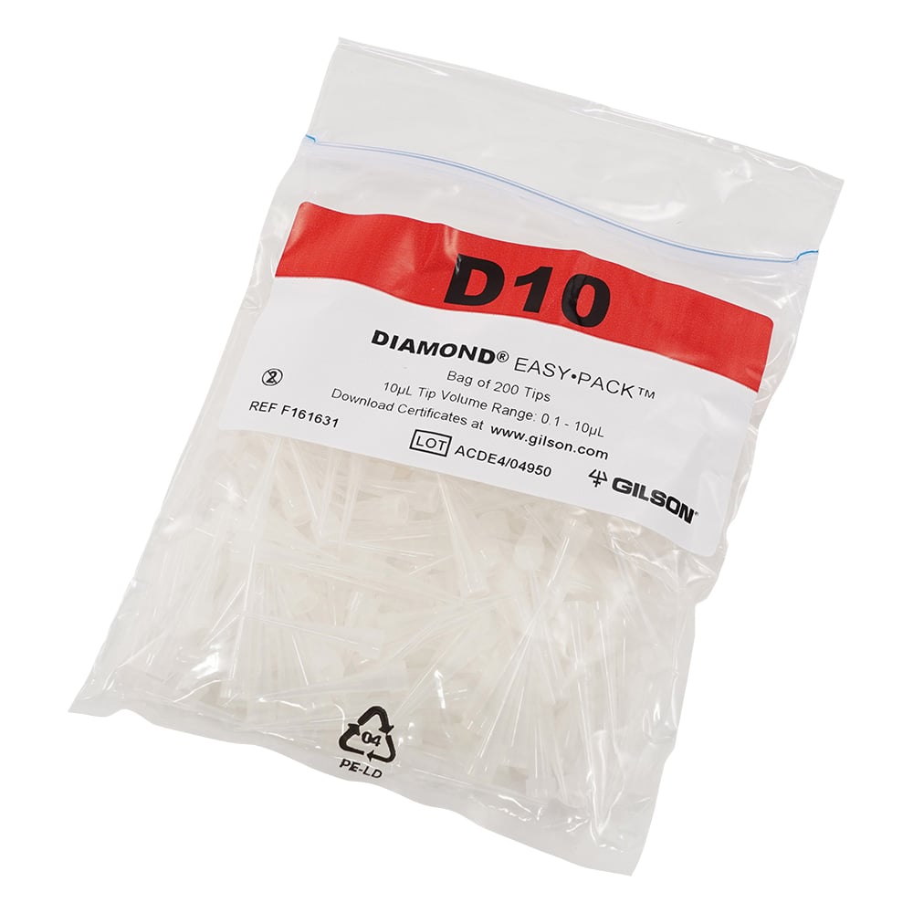 ダイアモンドチップ　D10　EasyPack　未滅菌　0.1～10μL　200本×5袋入