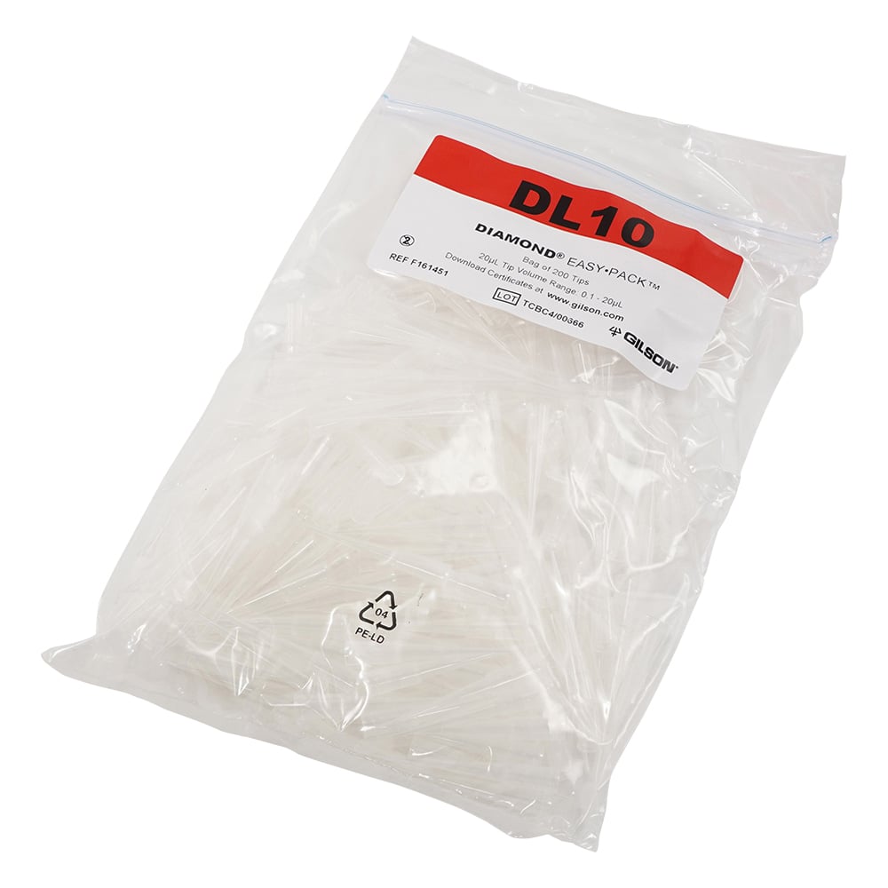 ダイアモンドチップ　DL10　EasyPack　未滅菌　0.1～20μL　200本×5袋入