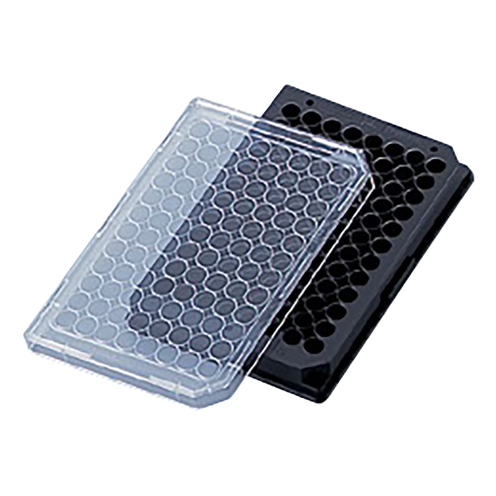 マイクロウェルプレート（96穴）・フタ付き 細胞培養処理 ブラック 1箱（1枚×50袋入） 137101