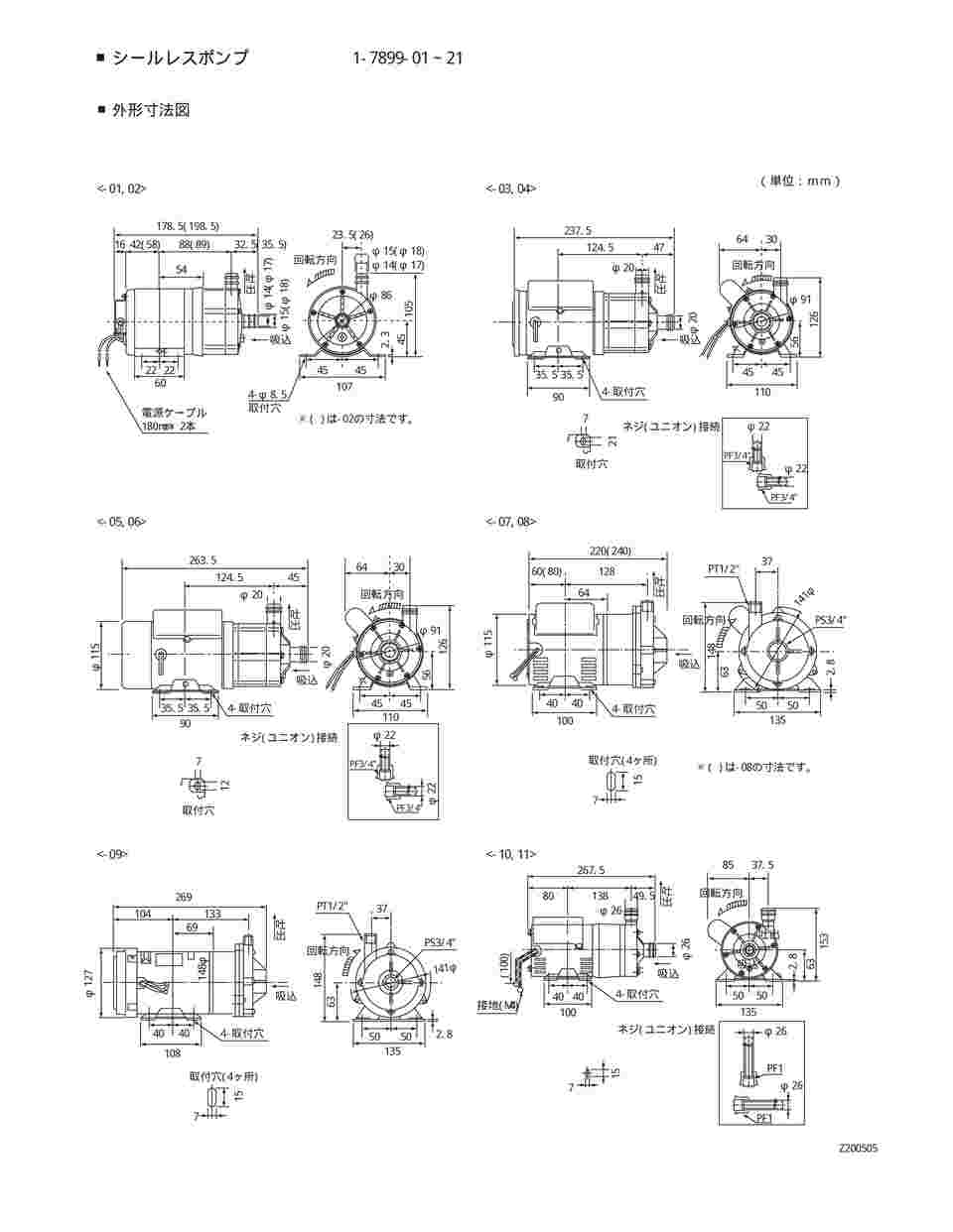 1-7899-05 シールレスポンプ SL-7SN（H） 【AXEL】 アズワン