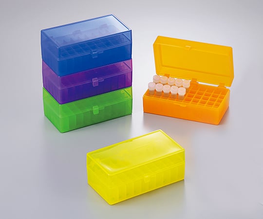 1-7932-02 マイクロチューブストレージボックス 5色パック（青・緑・紫・黄・橙×各1個入） HS120033