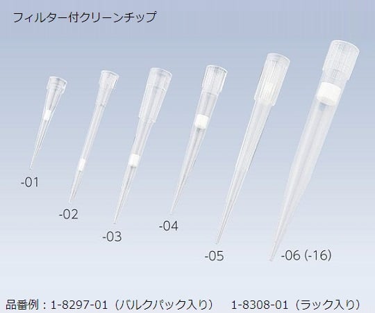 ニチリョー1-8297-05フィルター付クリーンチップ２０～２００μＬ１０００本入【1袋(1000本入)】(as1-1-8297-05)