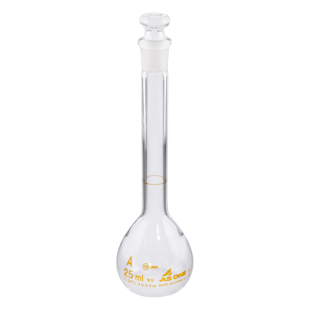 メスフラスコ 白 25mL 校正証明書付