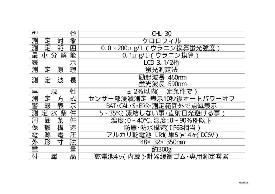 笠原理化工業 (Kasahara) クロロフィルセンサー CHL-30 :kasa-chl-30