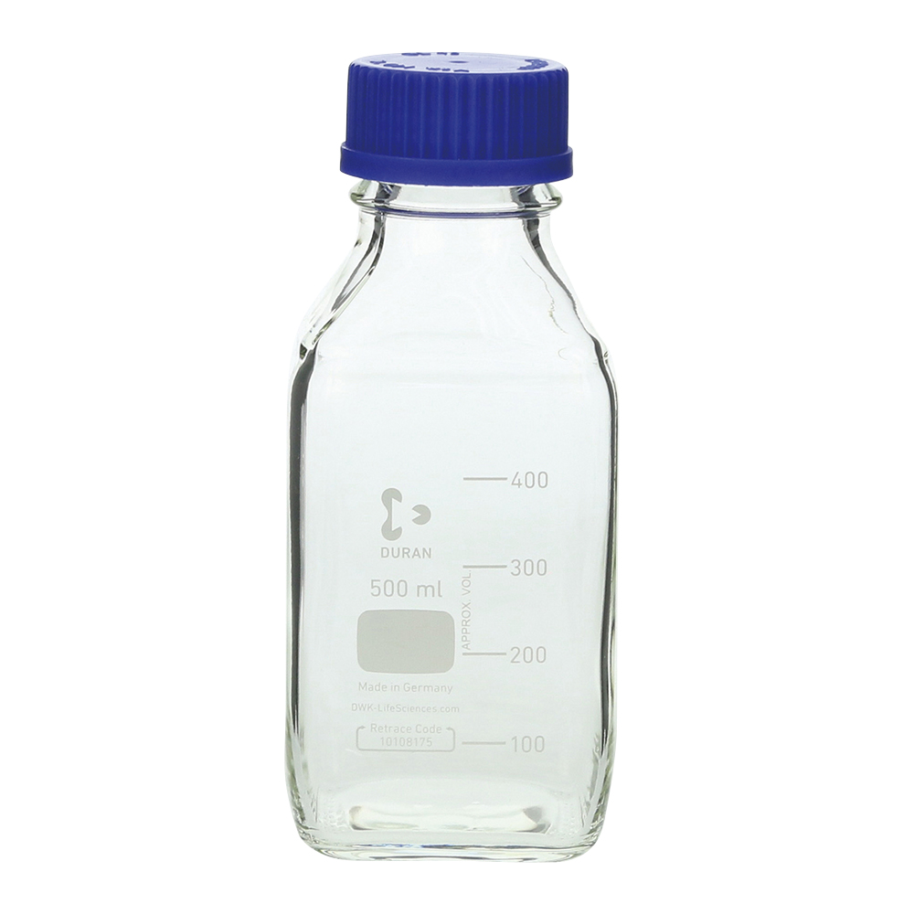 SCHOTT/DURAN1-8870-11ねじ口瓶角型白デュラン(R)青キャップ付５００ｍL【1本】(as1-1-8870-11)