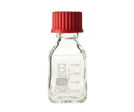 SCHOTT/DURAN1-8870-13ねじ口瓶角型白デュラン(R)赤キャップ付１００ｍL【1本】(as1-1-8870-13)