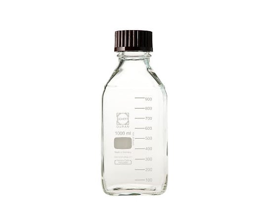 1-8870-16 ねじ口瓶角型白 デュラン(R) 赤キャップ付 1000mL 017230-1000